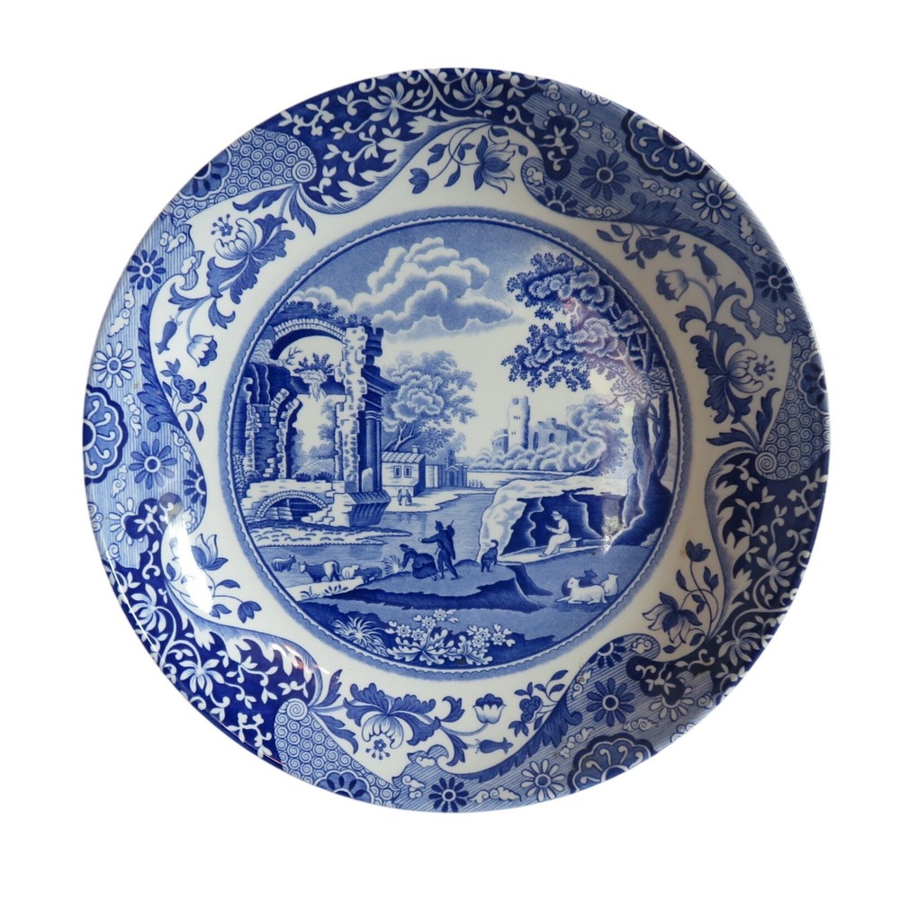 Spode Blue Italian Pasta Salad Bowl 8 5/8" Individual Blue White Transferware